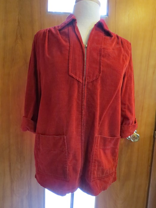 TRUE VINTAGE 1940S - '60S CORDUROY JACKET/SMOCK