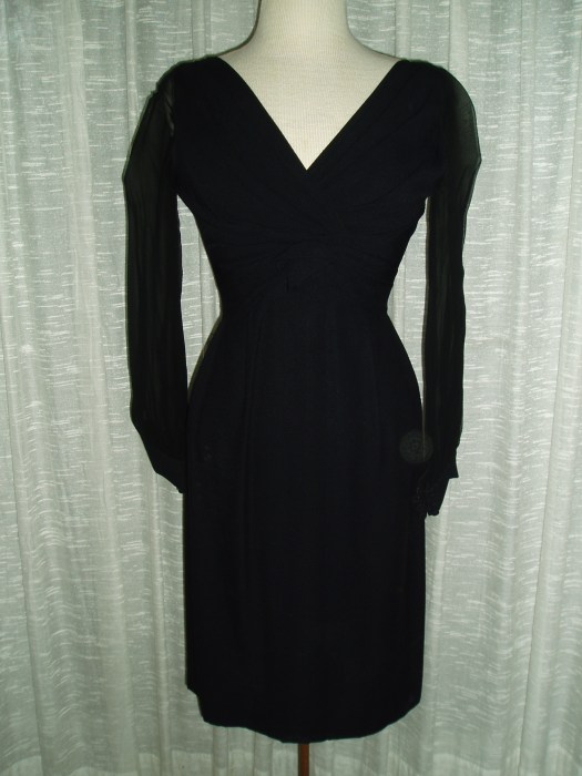 1950's LBD WITH SHEER BLACK SLEEVES AND SEDUCTIVE SHAPE