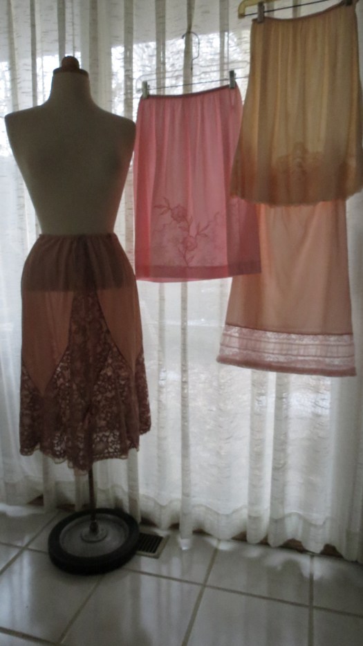PRETTY 1950'S NYLON HALF-SLIPS IN PINKS AND BEIGES