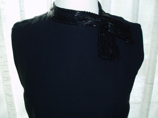 TRUE VINTAGE MID-SIXTIES SHEATH DRESS WITH BEADED NECKLINE