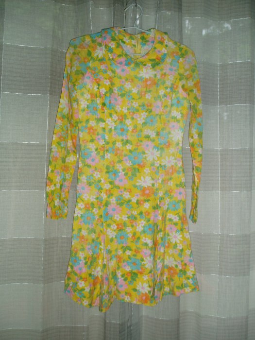 TRUE VINTAGE MOD FLOWER-POWER LATE 1960'S MINI-DRESS