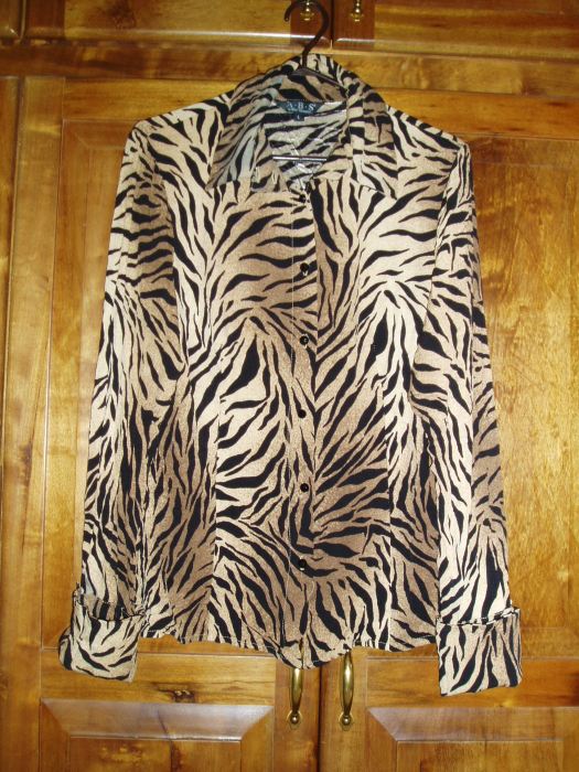 TRUE VINTAGE (?) 1980'S (?) TIGER PRINT SHIRT JACKET BY ABS