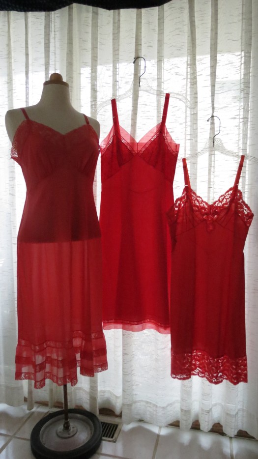 MORE RED!  VA-VA-VA-V00M TRUE VINTAGE 1950'S LINGERIE SLIPS